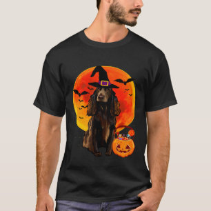 Dog Halloween Field Spaniel Jack O Lantern Pumpkin T-shirt