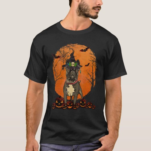 Dog Halloween French Bulldog Jack O Lantern Pumpki T-shirt (Voorkant)