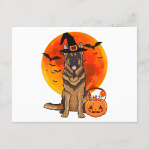 Dog Halloween German Shepherd Jack Lantern Pumpk Aankondigingskaart