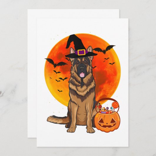 Dog Halloween German Shepherd Jack Lantern Pumpk Save The Date (Voorkant / Achterkant)