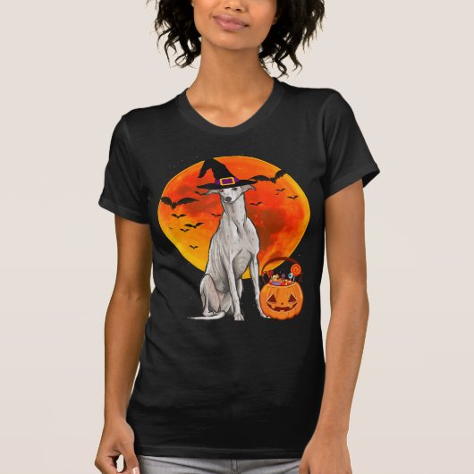 Dog Halloween Greyhound Jack Lantern Pumpkin T-shirt (Voorkant)