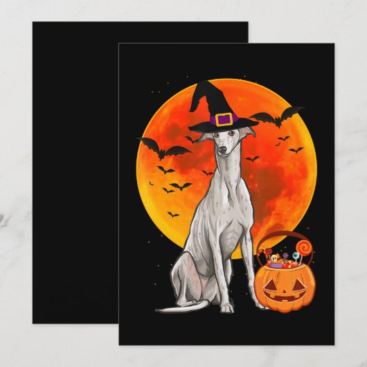 Dog Halloween Greyhound Jack O Lantern Pumpkin Feestdagenkaart (Voorkant / Achterkant)
