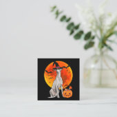 Dog Halloween Greyhound Jack O Lantern Pumpkin Vierkante Visitekaartje (Staand voorkant)