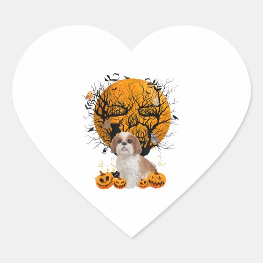 Dog Halloween Hart Sticker (Voorkant)