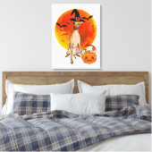 Dog Halloween Italian Greyhound Jack O Lantern Canvas Afdruk (Insitu (Slaapkamer))