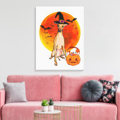 Dog Halloween Italian Greyhound Jack O Lantern Canvas Afdruk (Insitu (Woonkamer))
