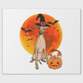 Dog Halloween Italy Greyhound Jack O Lantern Cadeaupapier (Vlak)