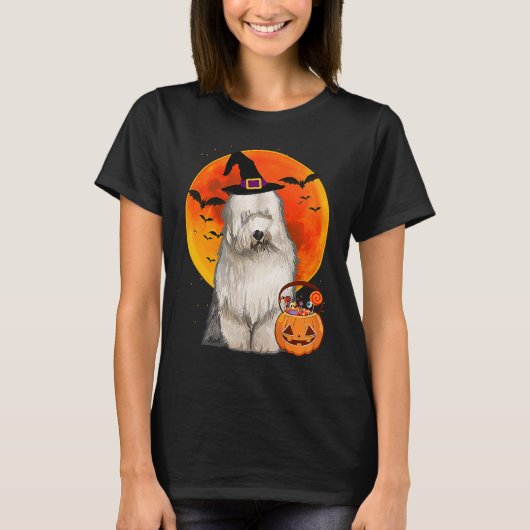 Dog Halloween Old English Sheepdog Jack O Lantern T-shirt (Voorkant)