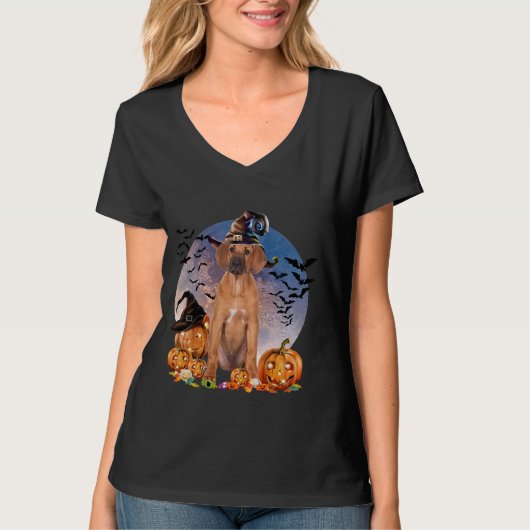 Dog Halloween Rhodesian Ridgeback Jack O Lantern P T-shirt (Voorkant)