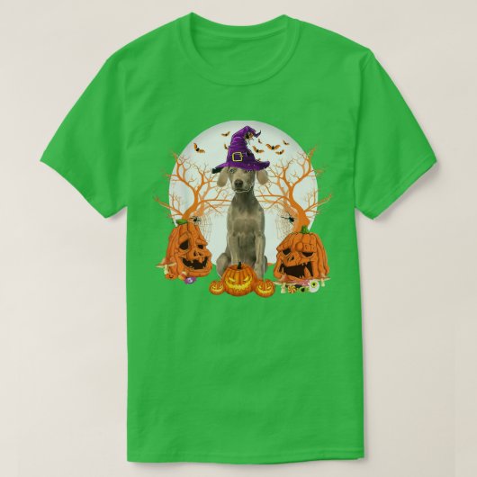 Dog Halloween Weimaraner Dog Jack O Lantern Pumpki T-shirt (Design voorkant)
