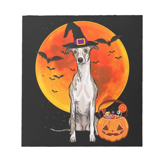 Dog Halloween Whippet Jack O Lantern Pumpkin Notitieblok (Voorkant)