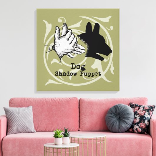 Dog Hand Puppet Shadow Games Canvas Afdruk (Insitu (Woonkamer))
