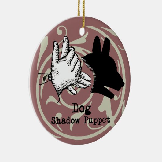 Dog Hand Puppet Shadow Games Keramisch Ornament (Rechts)