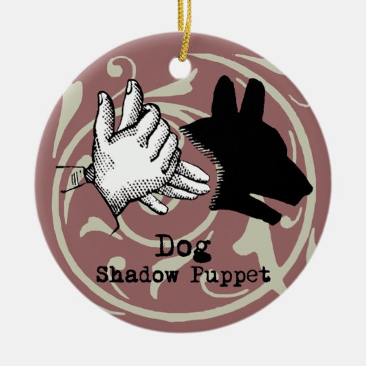 Dog Hand Puppet Shadow Games  Keramisch Ornament (Voorkant)