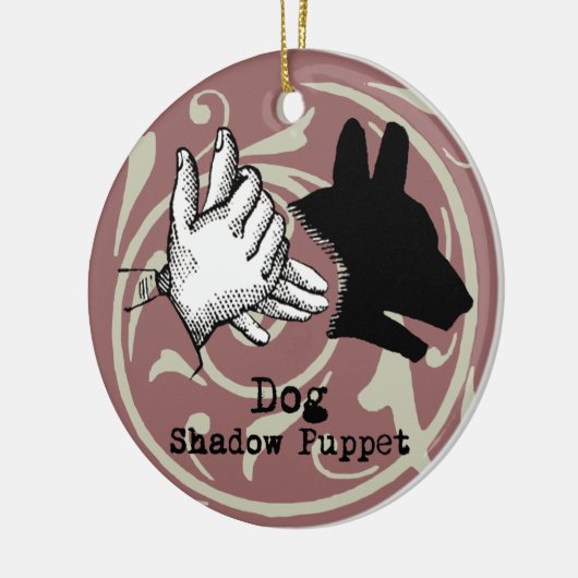 Dog Hand Puppet Shadow Games  Keramisch Ornament (Links)