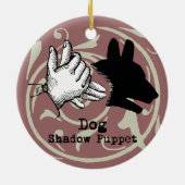 Dog Hand Puppet Shadow Games  Keramisch Ornament (Achterkant)