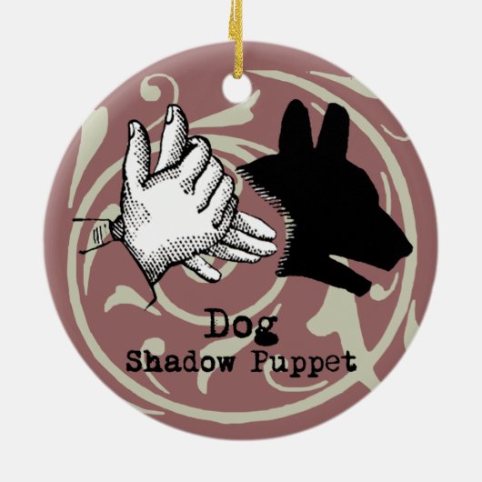 Dog Hand Puppet Shadow Games  Keramisch Ornament (Achterkant)