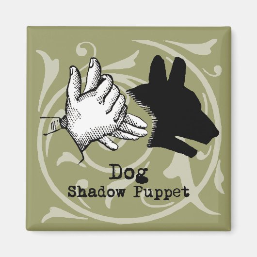 Dog Hand Puppet Shadow Games  Magneet (Voorkant)