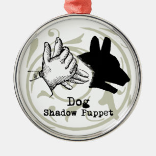 Dog Hand Puppet Shadow Games  Metalen Ornament