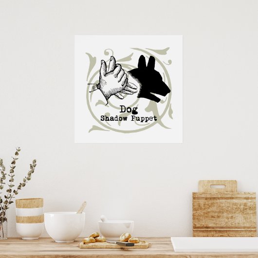 Dog Hand Puppet Shadow Games  Poster (Keuken)