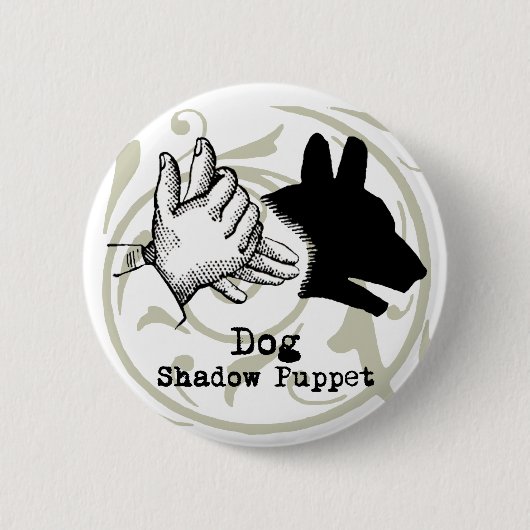 Dog Hand Puppet Shadow Games  Ronde Button 5,7 Cm (Voorkant)