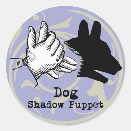 Dog Hand Puppet Shadow Games Ronde Sticker (Voorkant)