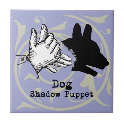 Dog Hand Puppet Shadow Games  Tegeltje (Voorkant)