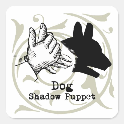 Dog Hand Puppet Shadow Games  Vierkante Sticker (Voorkant)