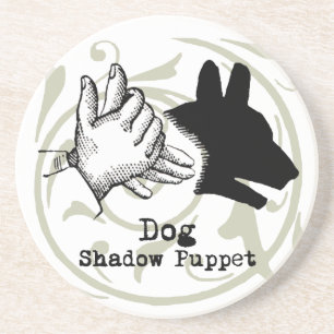 Dog Hand Puppet Shadow Games  Zandsteen Onderzetter