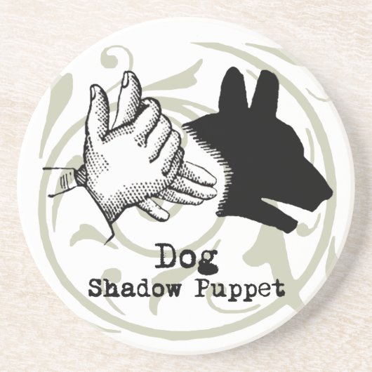 Dog Hand Puppet Shadow Games  Zandsteen Onderzetter (Voorkant)