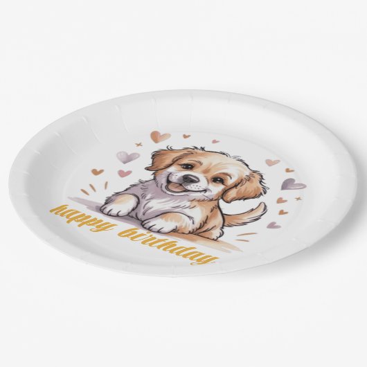 dog happay birthady papieren bordje (Gekanteld)