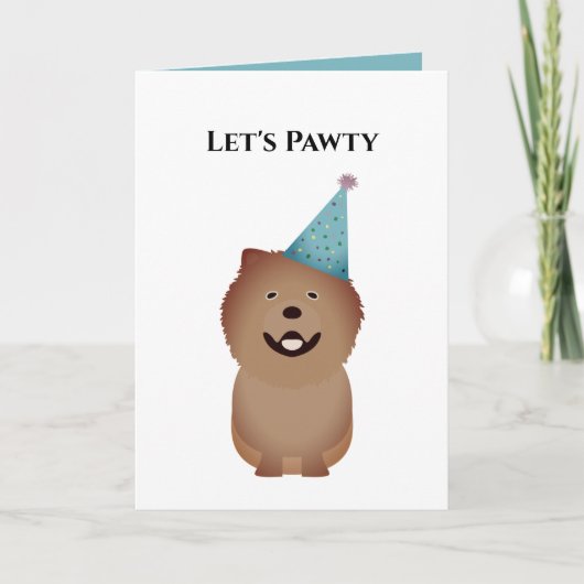 Dog Happy Birthday Card, Laten we Pawty Chow Chow Kaart (Voorkant)