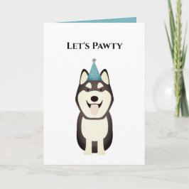 Dog Happy Birthday Card, Laten we Pawty Husky hebb Kaart