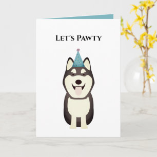 Dog Happy Birthday Card, Laten we Pawty Husky hebb Kaart