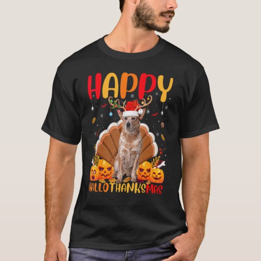 Dog Happy Blue Heeler Dog Hellothanksmas T-shirt (Voorkant)