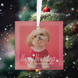 Dog Happy Howlidays Pet Holiday Foto Glas Ornament
