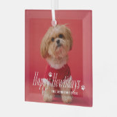 Dog Happy Howlidays Pet Holiday Foto Glas Ornament (Voorkant links)