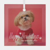 Dog Happy Howlidays Pet Holiday Foto Glas Ornament (Voorkant)