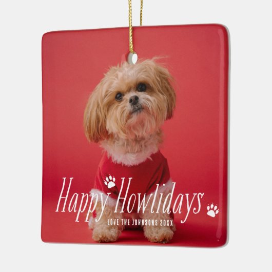 Dog Happy Howlidays Pet Holiday Foto Keramisch Ornament (Links)