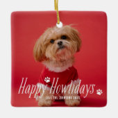 Dog Happy Howlidays Pet Holiday Foto Keramisch Ornament (Voorkant)