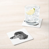 Dog Head Coaster – Detailed Black & White Portrait Kartonnen Onderzetters (Insitu)