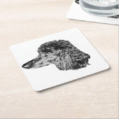 Dog Head Coaster – Detailed Black & White Portrait Kartonnen Onderzetters (Schuin)