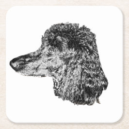 Dog Head Coaster – Detailed Black & White Portrait Kartonnen Onderzetters