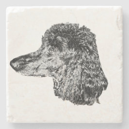Dog Head Coaster – Detailed Black & White Portrait Stenen Onderzetter