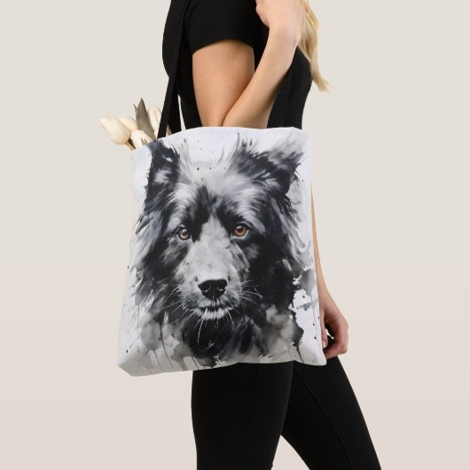 Dog Head Ink Painting Tote Bag (Dichtbij)