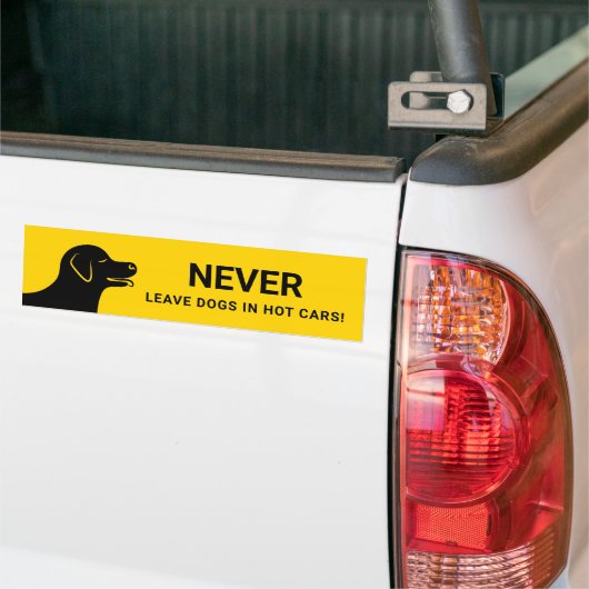 Dog Head - Laat nooit huisdieren achter in warme a Bumpersticker (Op Truck)