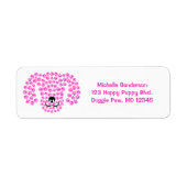 Dog Head Pawprints / Hot Pink en White / Etiket (Voorkant)