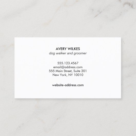 Dog Heart Paw Pet Sitting and Grooming Visitekaartje (Achterkant)