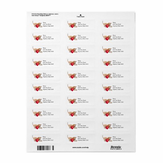 Dog Heart Return Address Labels (Full Sheet)