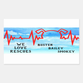 Dog Heartbeat, We houden van redding, troebel Rechthoekige Sticker